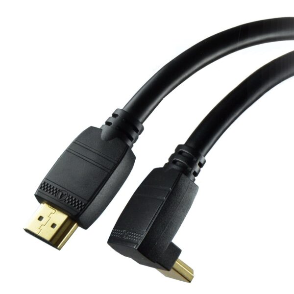 Conqueror HDMI Cable 4K High Speed Ethernet and Audio Gold Plated Connectors Angled Side 5 Meter Black - C46C