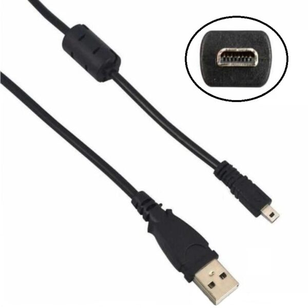 Conqueror Camera Cable 8 Pins to USB for Sony Sanyo Olympus Nikon Panasonic 1.8 Meter Black - C96
