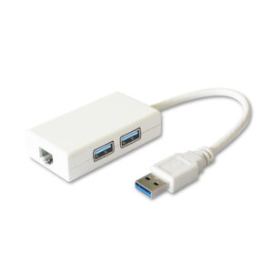 USB to Ethernet Network 2-in-1 Adapter USB 3.0 to RJ45 Male to Female with 2 Port USB Hub - G184
