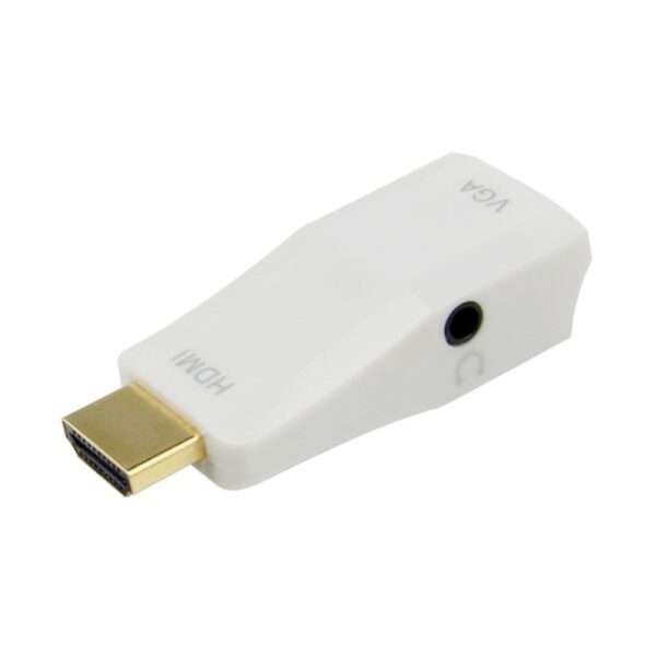 HDMI to Mini VGA Male to Female Converter for Computer, Desktop, Laptop, PC, Monitor, Projector and more with Audio - G189