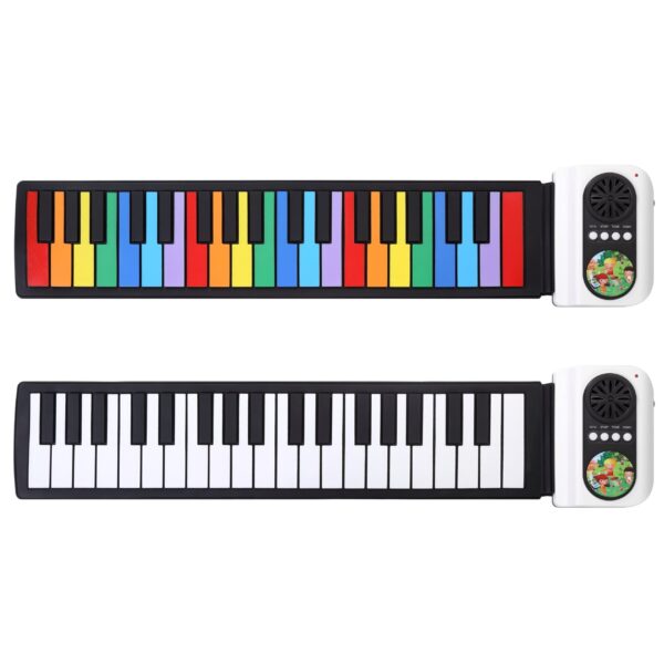 Flexible Roll Up Keyboard Piano Portable Foldable Silicone Piano 37 Key with Speaker Black - M409