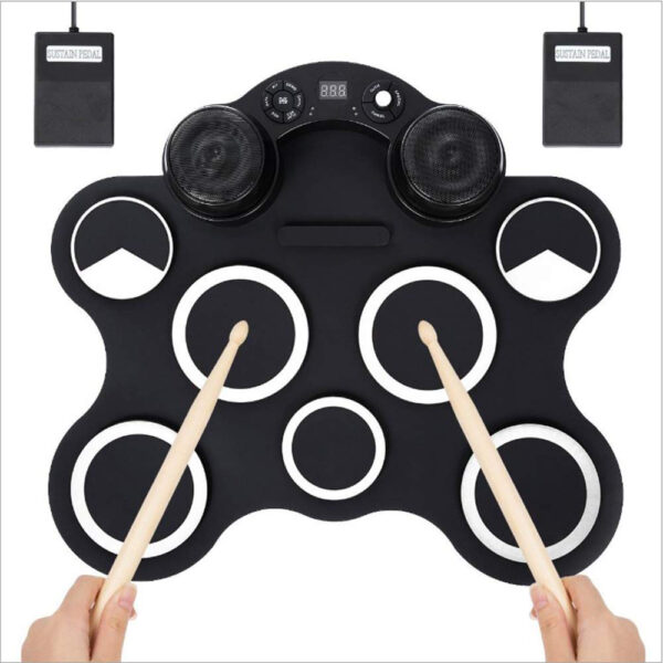 Digital Electronic 9 Pads Drum Set Compact Size Roll-Up Silicon Drum Set with Drumsticks Waterproof - M439